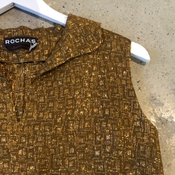 Rochas FW/12 Metallic Gold Geometric-Jacquard Sleeveless Blouse - Picture 3 of 8